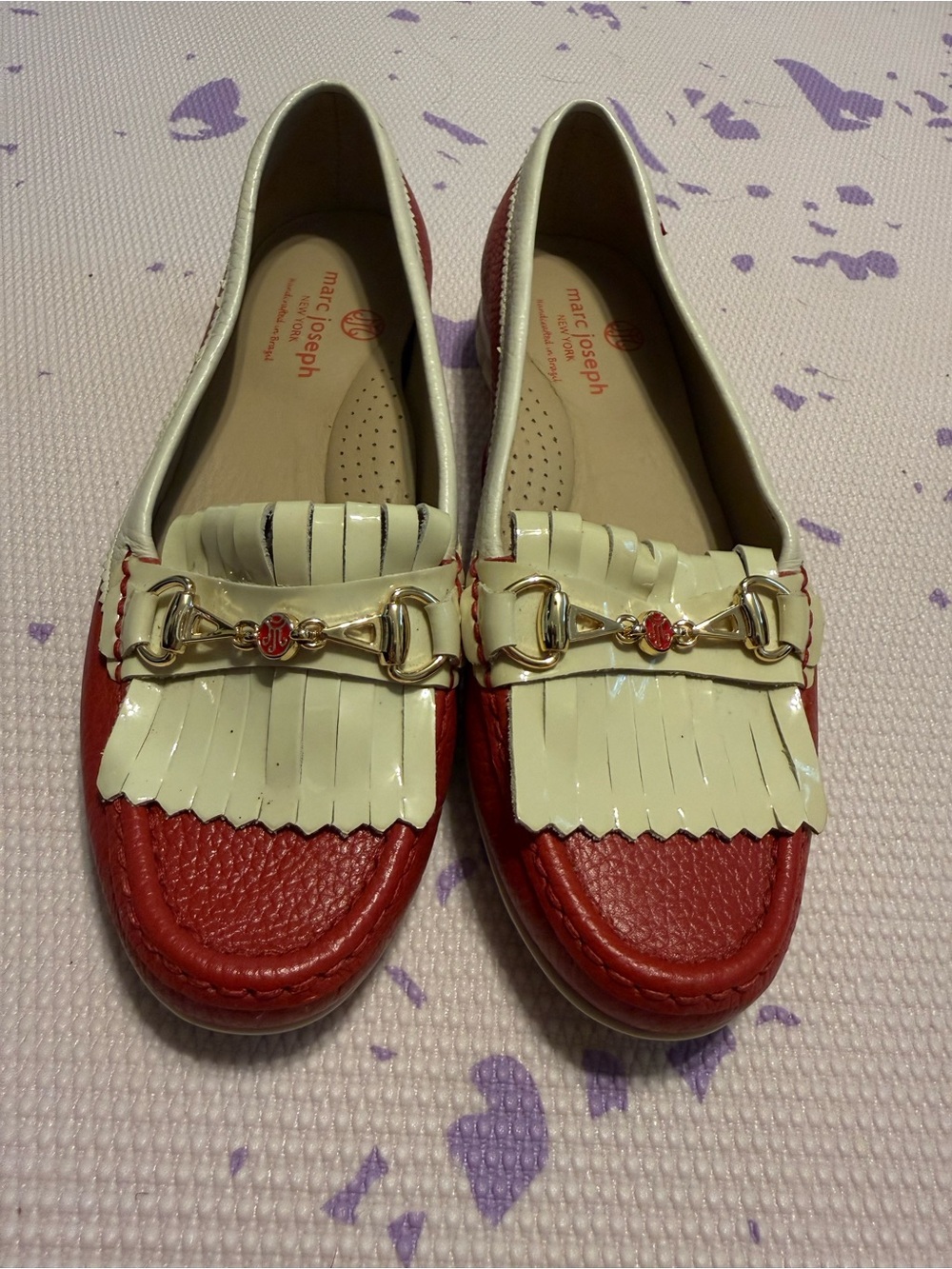 Marc Joseph Red and Cream New York Lexington Loafers